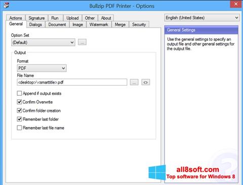 Screenshot BullZip PDF Printer Windows 8