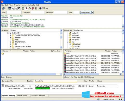 Screenshot FileZilla Server Windows 8